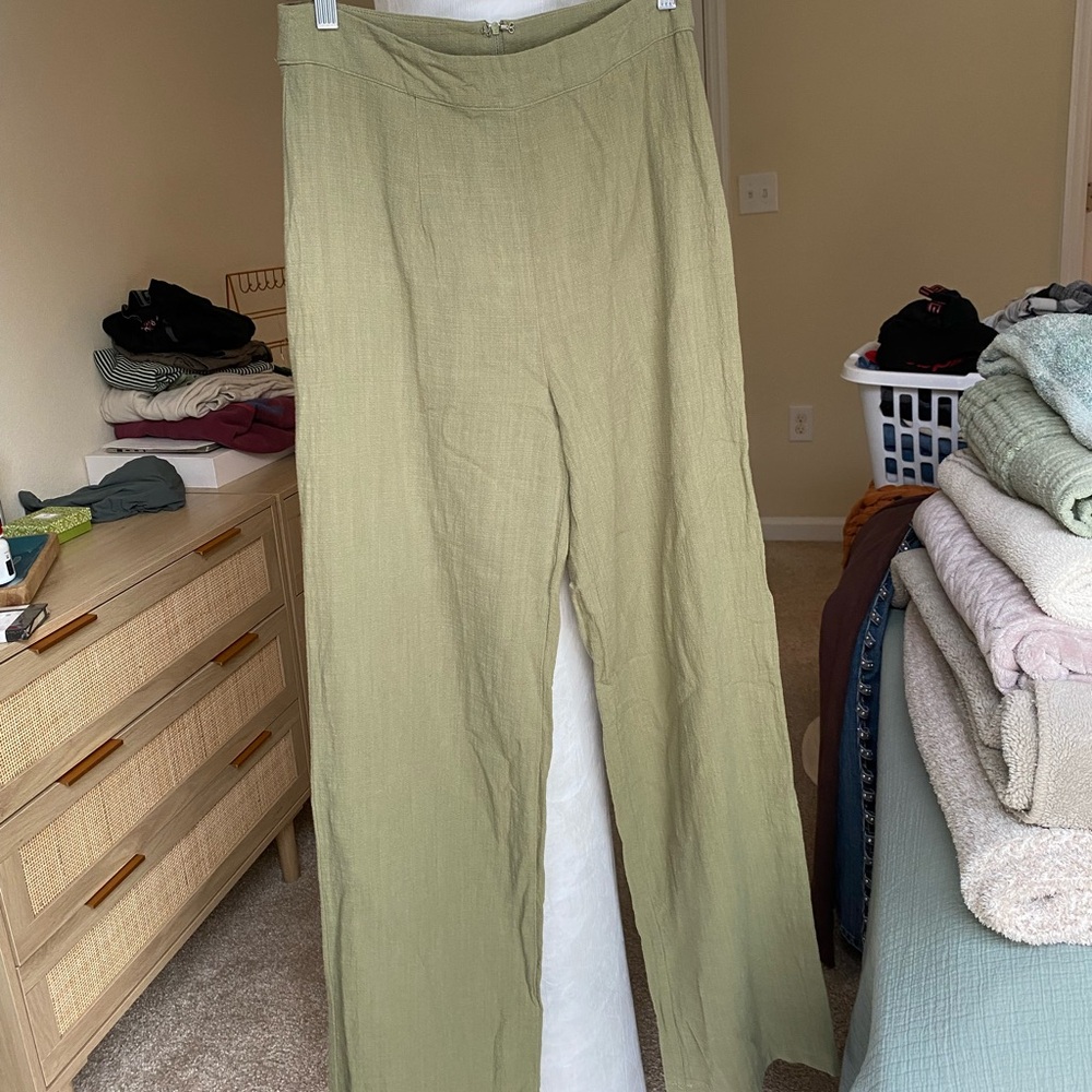Green Linen Women's Pants